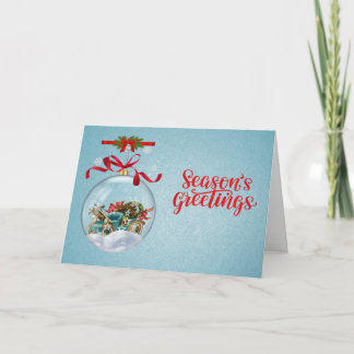 Cartes Pour Fêtes Annuelles Classic Christmas Bauble Customizable Inside Text 