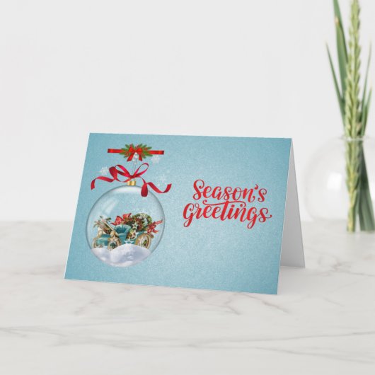 Cartes Pour Fêtes Annuelles Classic Christmas Bauble Customizable Inside Text  (Devant)