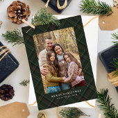 Cartes Pour Fêtes Annuelles Classic Christmas plaid hunter green simple photo