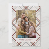 Cartes Pour Fêtes Annuelles Classic Christmas plaid off-white simple photo (Devant)