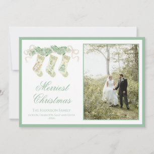 Cartes Pour Fêtes Annuelles Classic Christmas Stocking Garland Vintage 2 Photo