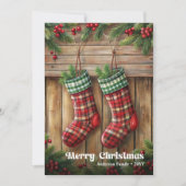Cartes Pour Fêtes Annuelles Classic Christmas stocking rustic holly berries (Devant)