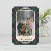 Cartes Pour Fêtes Annuelles Classic Dark Blue Red Green Plaid Pattern (Debout devant)