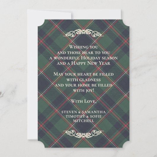Cartes Pour Fêtes Annuelles Classic Dark Blue Red Green Plaid Pattern (Dos)