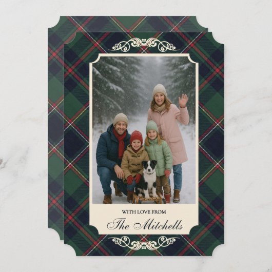 Cartes Pour Fêtes Annuelles Classic Dark Blue Red Green Plaid Pattern (Devant / Derrière)