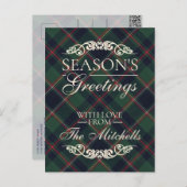 Cartes Pour Fêtes Annuelles Classic Dark Blue Red Green Plaid Pattern (Devant / Derrière)