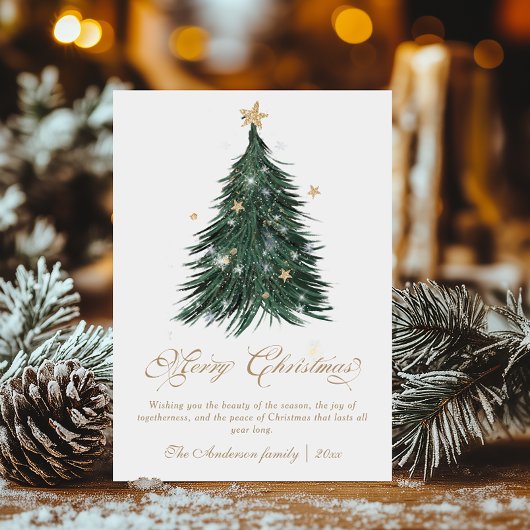 Cartes Pour Fêtes Annuelles Classic Festive Gold Christmas Tree