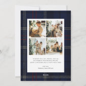 Cartes Pour Fêtes Annuelles Classic Festive Navy Plaid 5 Photo Christmas (Dos)