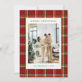 Cartes Pour Fêtes Annuelles Classic Festive Red Plaid 5 Photo Christmas (Devant)