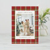 Cartes Pour Fêtes Annuelles Classic Festive Red Plaid 5 Photo Christmas (Debout devant)