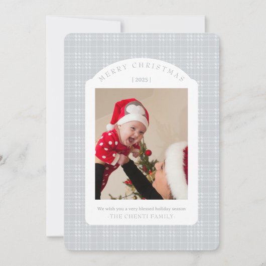 Cartes Pour Fêtes Annuelles Classic Gray Plaid Christmas Card (Devant)