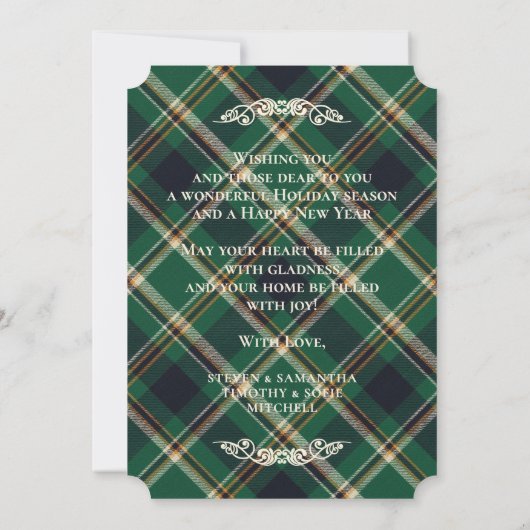 Cartes Pour Fêtes Annuelles Classic Green Blue Yellow Plaid Pattern (Dos)