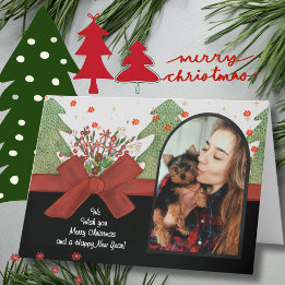 Cartes Pour Fêtes Annuelles Classic Green & Red Festive Trees Photo Arch