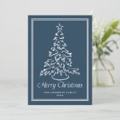 Cartes Pour Fêtes Annuelles Classic Hand-Drawn Christmas Tree Navy Non-Photo (Debout devant)