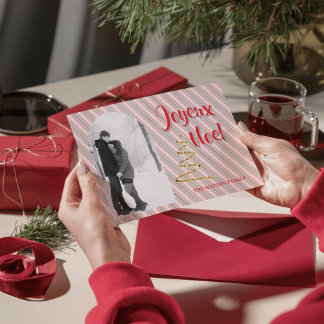 Cartes Pour Fêtes Annuelles Classic Joyeux Noel Green Red Stripes Christmas