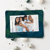 Cartes Pour Fêtes Annuelles Classic marine vert plaid simple photo de Noël