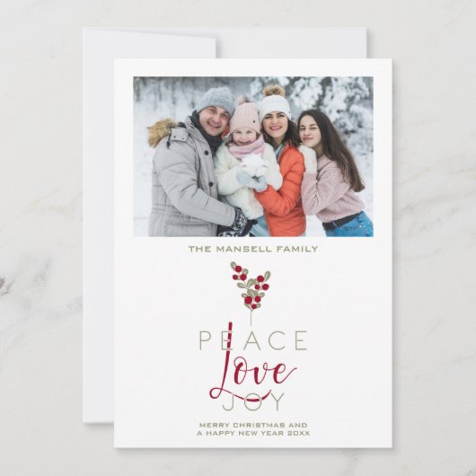 Cartes Pour Fêtes Annuelles Classic Noël Holly Branches Vacances C (Devant)