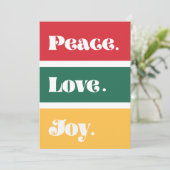 Cartes Pour Fêtes Annuelles Classic Peace Love Joie Noël salutations (Debout devant)