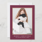 Cartes Pour Fêtes Annuelles Classic Plum Check Motif Joyeux Noël Photo (Devant)