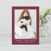 Cartes Pour Fêtes Annuelles Classic Plum Check Motif Joyeux Noël Photo (Debout devant)