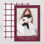 Cartes Pour Fêtes Annuelles Classic Plum Check Motif Joyeux Noël Photo (Devant / Derrière)