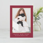 Cartes Pour Fêtes Annuelles Classic Red Check Joyeux Nouvel An Une photo (Debout devant)