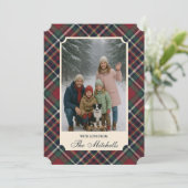 Cartes Pour Fêtes Annuelles Classic Red Dark Blue Green Plaid Pattern (Debout devant)