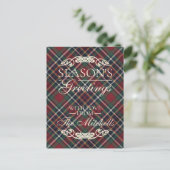 Cartes Pour Fêtes Annuelles Classic Red Dark Blue Green Plaid Pattern (Debout devant)