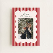 Cartes Pour Fêtes Annuelles Classic Red Stripe Photo Holiday Card