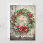 Cartes Pour Fêtes Annuelles Classic rustic Christmas pine wreath holly berries (Devant)