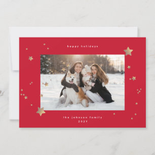Cartes Pour Fêtes Annuelles Classic Starry Night RED Christmas Photo Happy