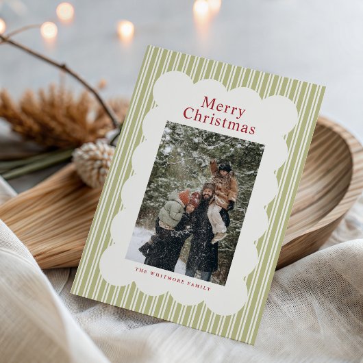 Cartes Pour Fêtes Annuelles Classic Stripes Photo Holiday Card