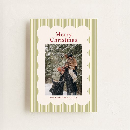 Cartes Pour Fêtes Annuelles Classic Stripes Photo Holiday Card