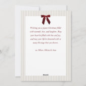 Cartes Pour Fêtes Annuelles Classic Stripes Red Bow Frame Christmas Photo  (Dos)