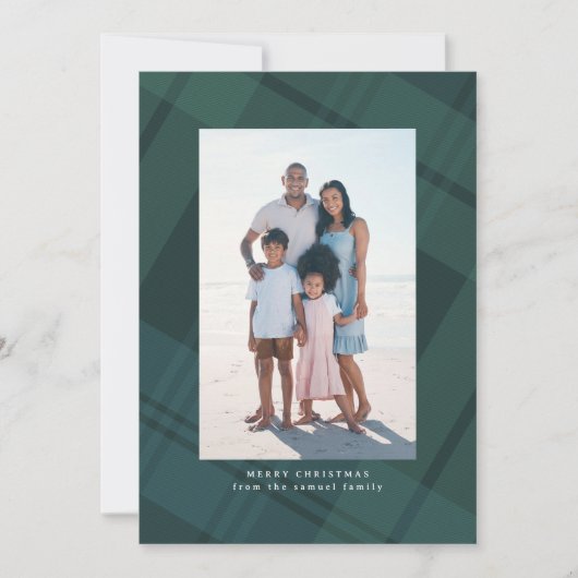 Cartes Pour Fêtes Annuelles Classic vert Noël plaid simple deux photo (Devant)