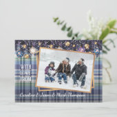 Cartes Pour Fêtes Annuelles Classique Amour Joyeuses Fêtes violet bleu Plaid (Debout devant)