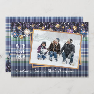 Cartes Pour Fêtes Annuelles Classique Amour Joyeuses Fêtes violet bleu Plaid