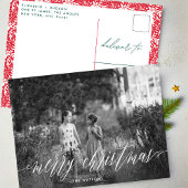 Cartes Pour Fêtes Annuelles Classique blanc Script Joyeux Noël Photo