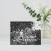 Cartes Pour Fêtes Annuelles Classique blanc Script Joyeux Noël Photo (Debout devant)