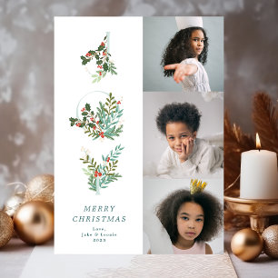 Cartes Pour Fêtes Annuelles Classique de Noël Botanique Menthe Collage Photo J
