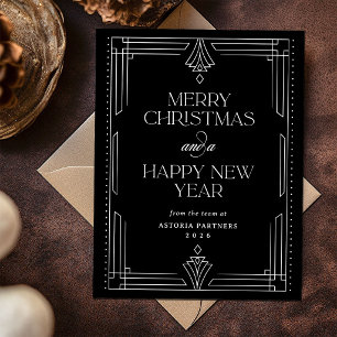 Cartes Pour Fêtes Annuelles Classique Déco Noir Noël d'entreprise élégant