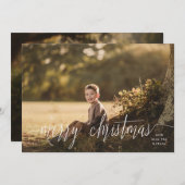 Cartes Pour Fêtes Annuelles Classique Elegant Blanc Joyeux Noël Photo (Devant / Derrière)