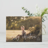 Cartes Pour Fêtes Annuelles Classique Elegant Blanc Joyeux Noël Photo (Debout devant)