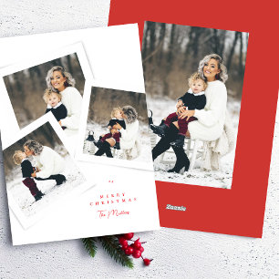 Cartes Pour Fêtes Annuelles classique élégant collage 4photo rouge joyeux noël