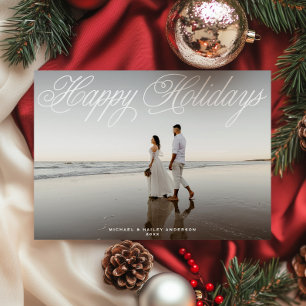 Cartes Pour Fêtes Annuelles Classique Élégant Script Photo Complète de Noël