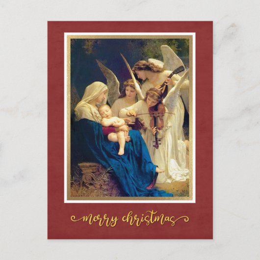 Cartes Pour Fêtes Annuelles Classique Nativité Angels Musique "Joyeux Noël" (Devant)