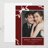 Cartes Pour Fêtes Annuelles Classique Noël Rouge Blanc Vacances Cadeau Bow Pho (Devant / Derrière)