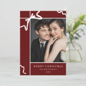 Cartes Pour Fêtes Annuelles Classique Noël Rouge Blanc Vacances Cadeau Bow Pho (Debout devant)