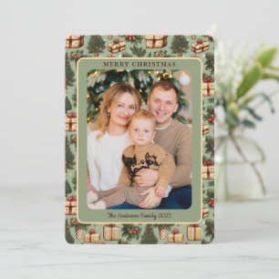 Cartes Pour Fêtes Annuelles Classique Photo de Noël Rétro Vintage