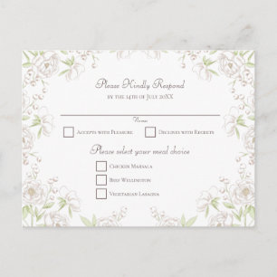 Cartes Pour Fêtes Annuelles Classique réponse de mariage Rose Blanche